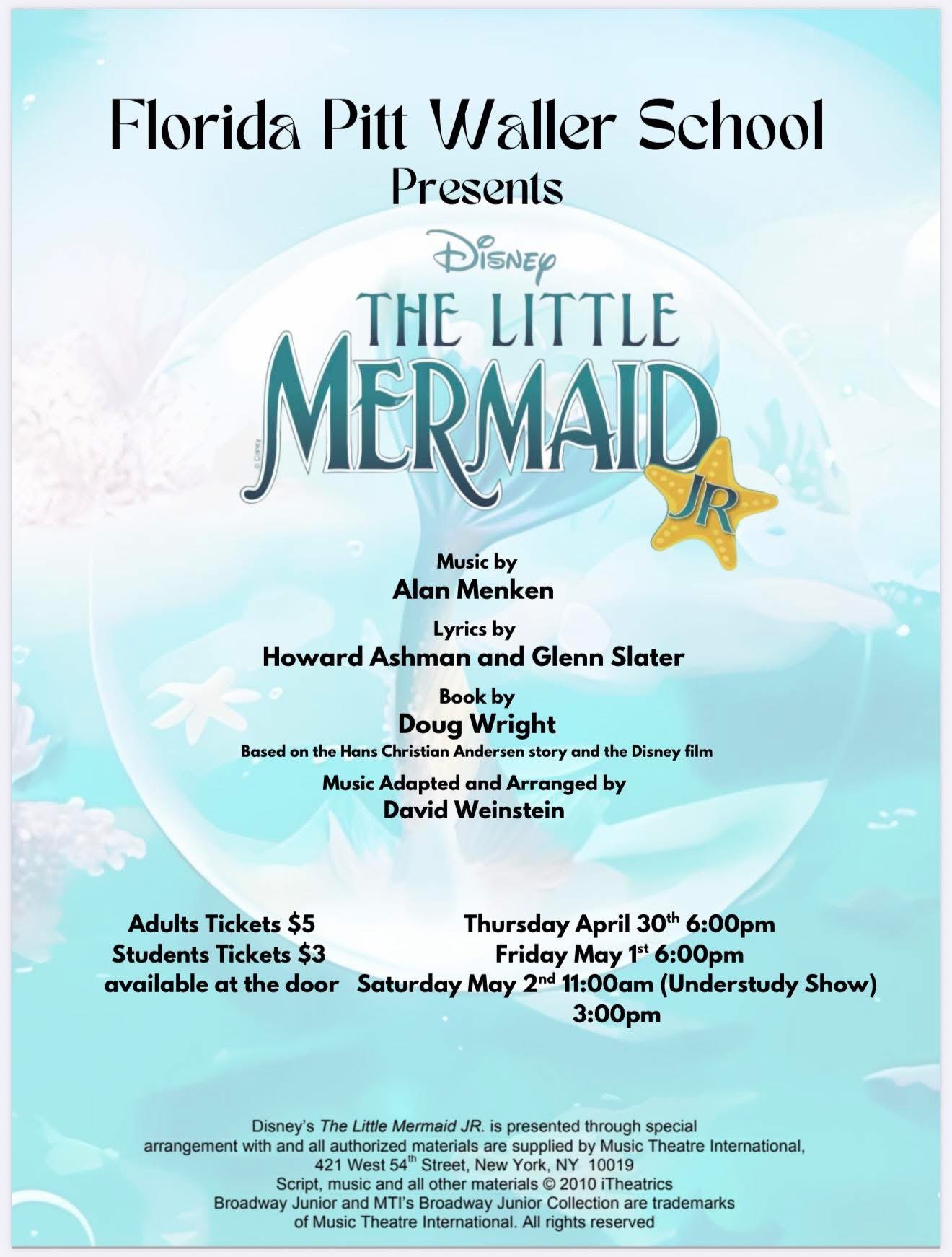 the little mermaid jr. musical flyer