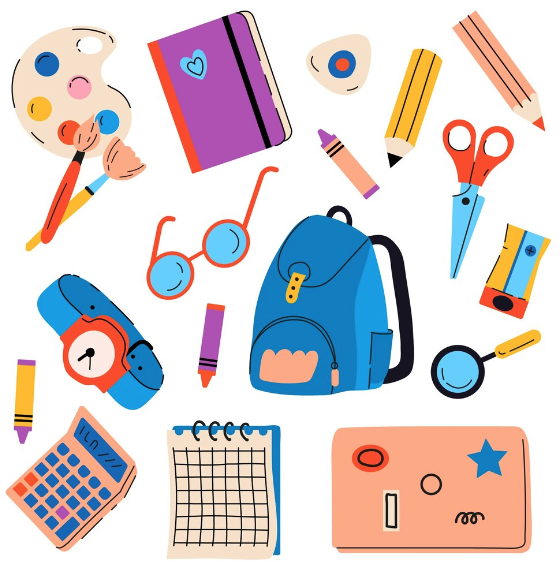 Illustration of school supplies